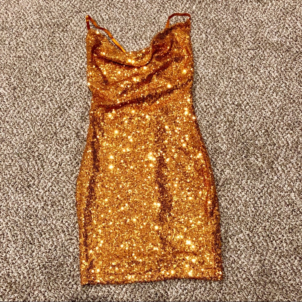 Gold sequin dress